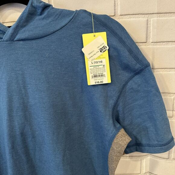 All In Motion Boys Hooded T-Shirt Blue and Gray Short Sleeve Large (12/14) - Picture 5 of 10
